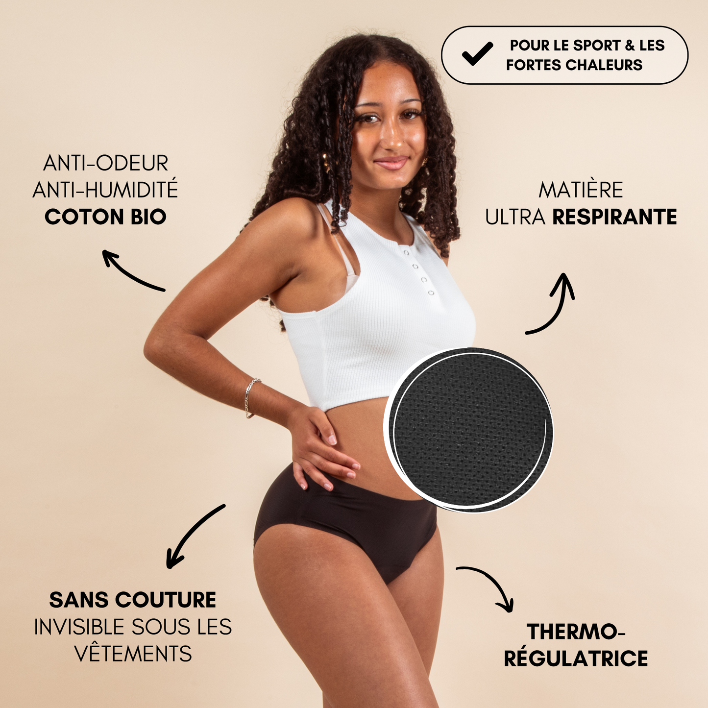 Culotte Menstruelle Ados Respirante Sans coutures Angèle