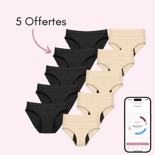 5 Aurore respirantes + 5 Céleste respirantes beiges (taille haute)