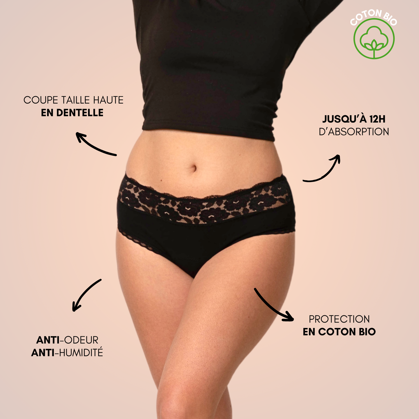 Culotte Menstruelle Chloé (taille haute)