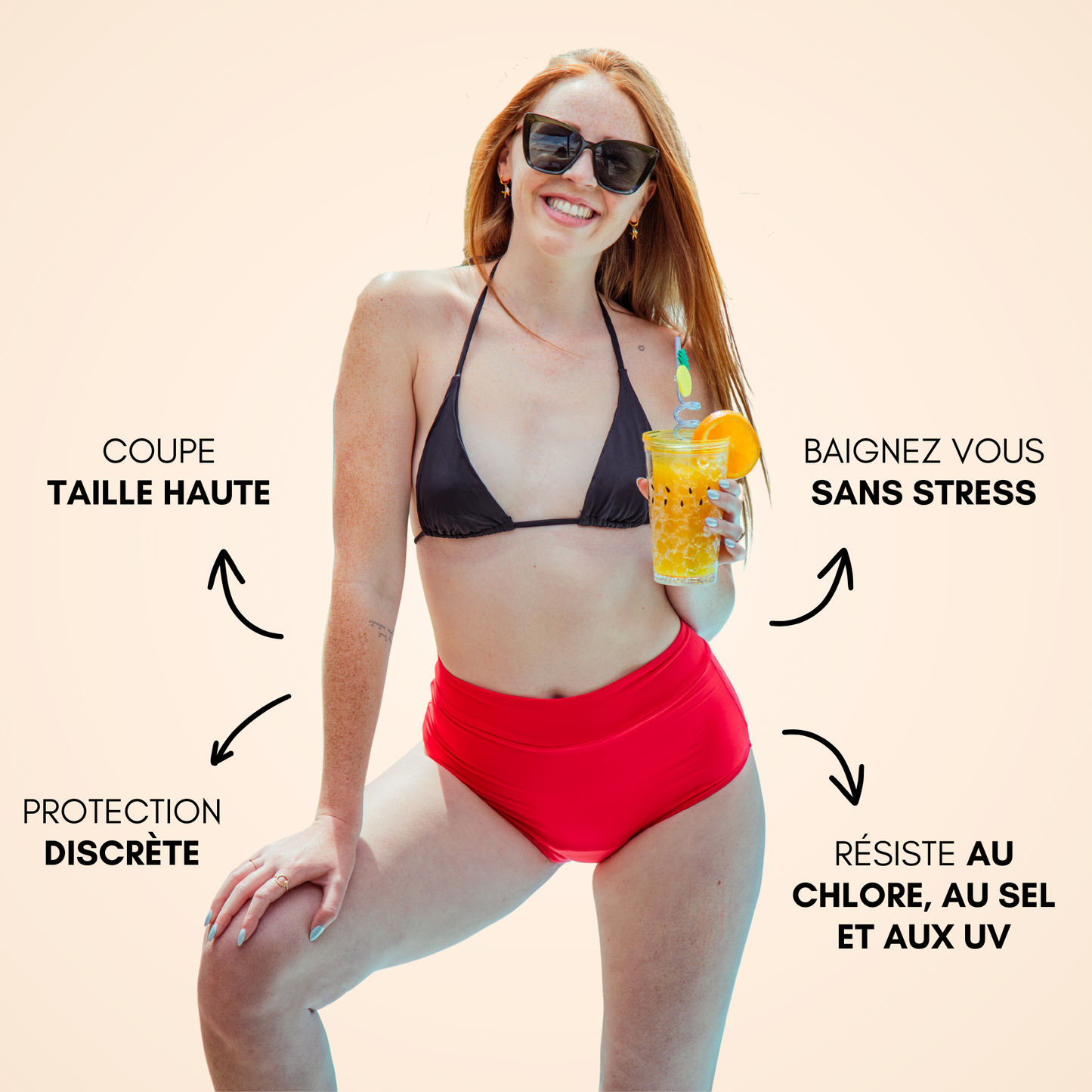 Maillot de bain menstruel taille haute Eléonore - Édition limitée
