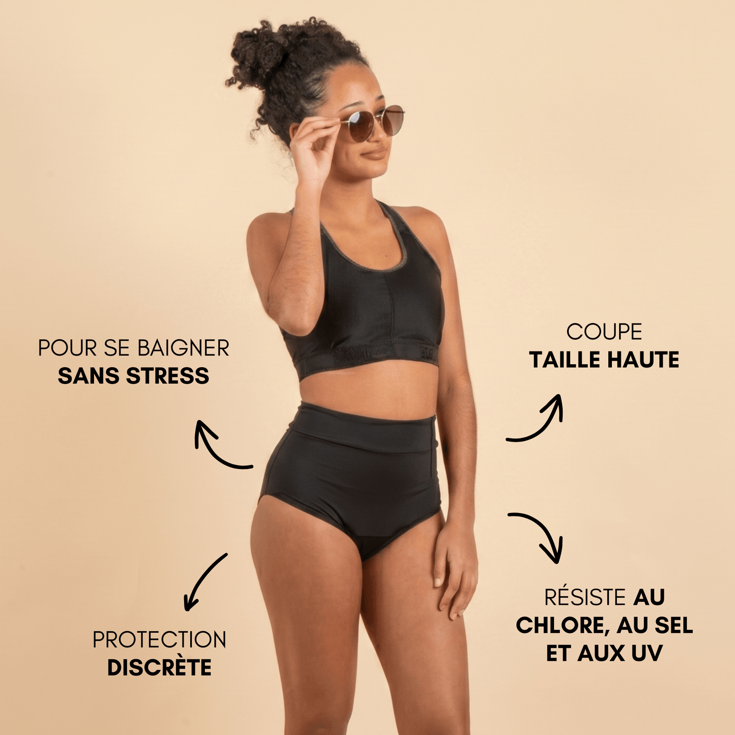 Maillot de bain menstruel taille haute ados Eléonore