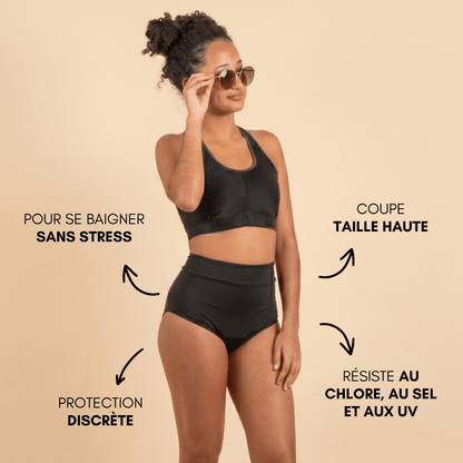 Maillot de bain menstruel taille haute ados Eléonore