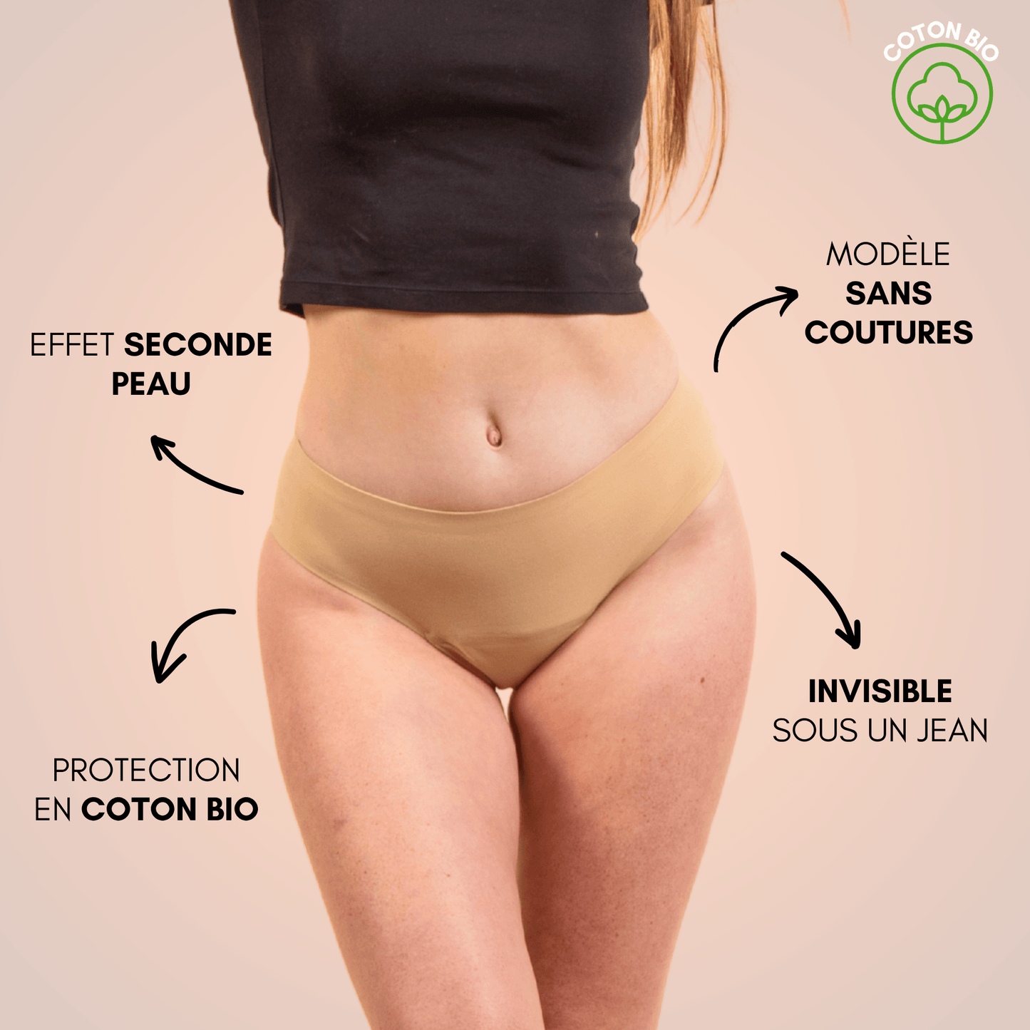 Culotte Menstruelle Nina sans coutures (taille haute)