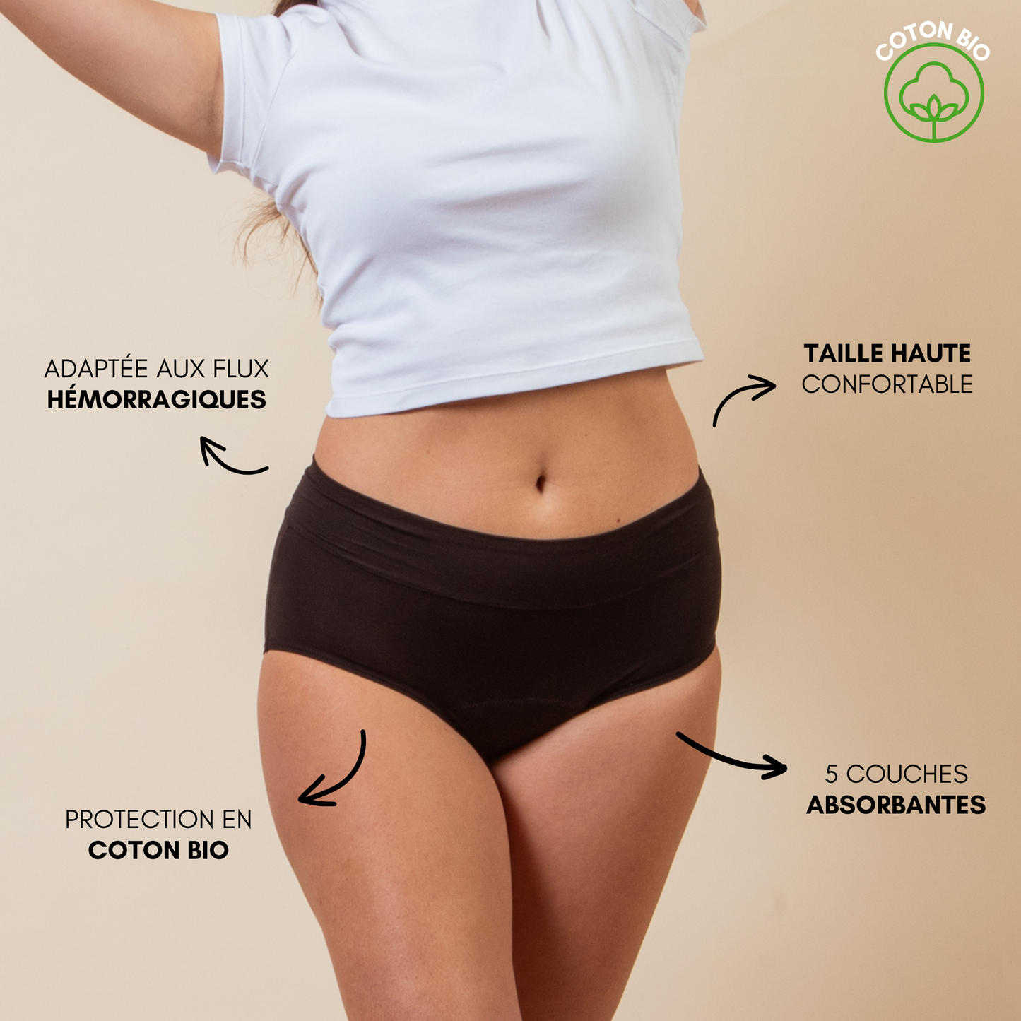 Culotte Menstruelle Post-Partum Marie (Nouveauté) Adaptée aux flux hémorragiques